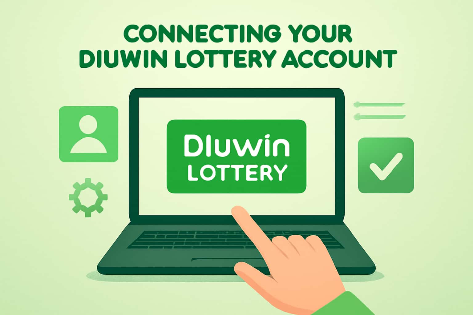 A visual representation of connecting a Diuwin Lottery account with modern design elements.