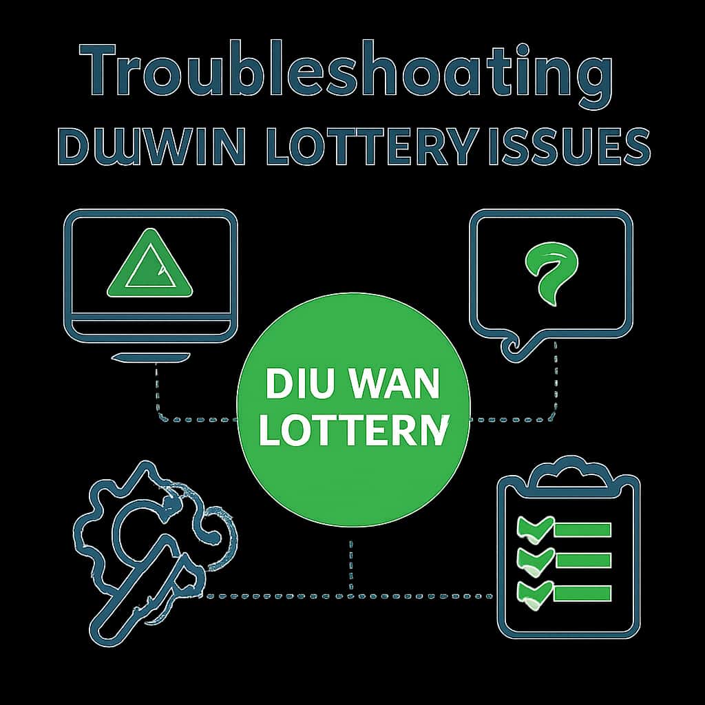 An educational illustration highlighting troubleshooting approaches for Diuwin Lottery issues, including the text 'Diuwin Lottery'.