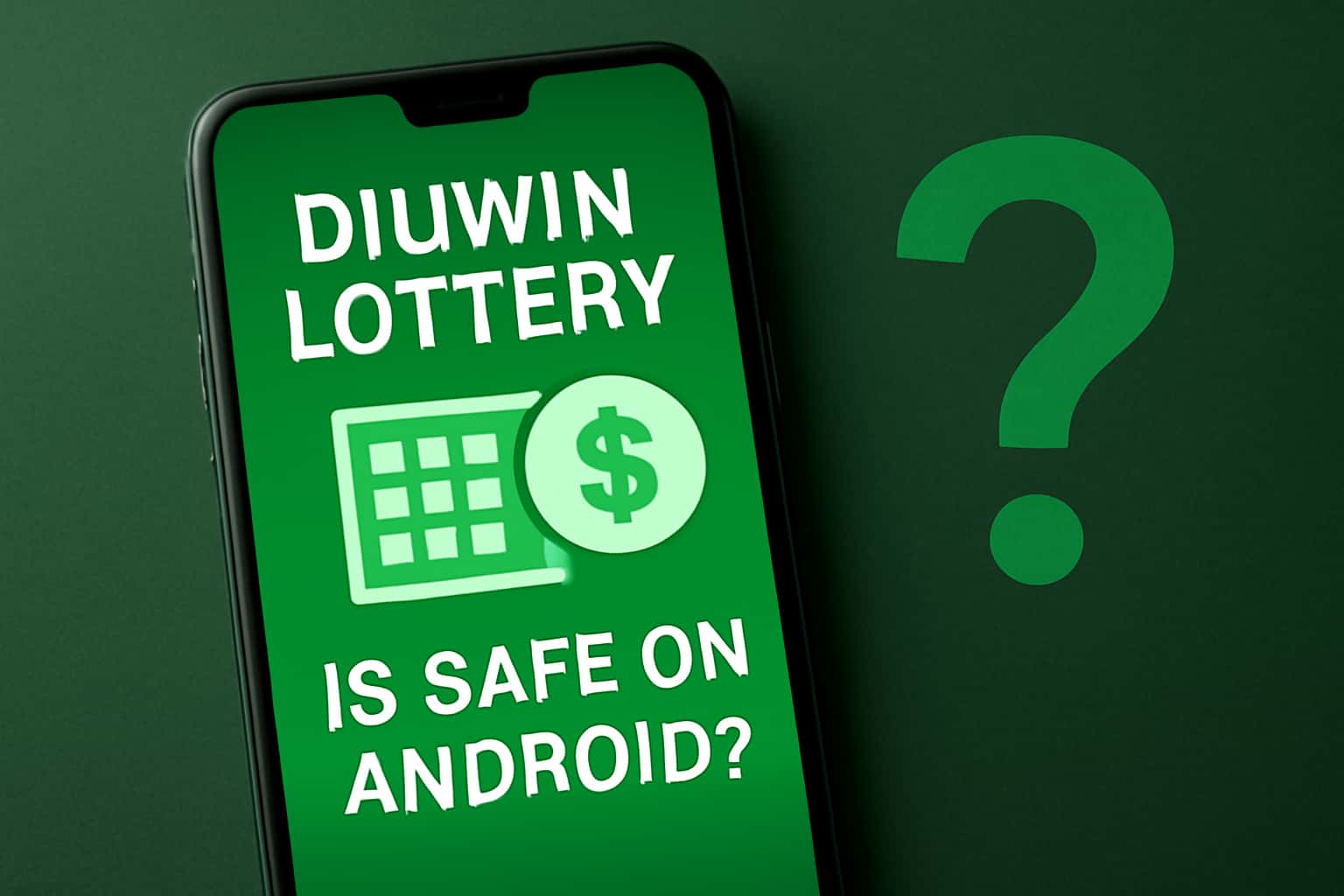 A visually engaging graphic showing the phrase 'Diuwin Lottery' in modern typography, highlighting safety features.