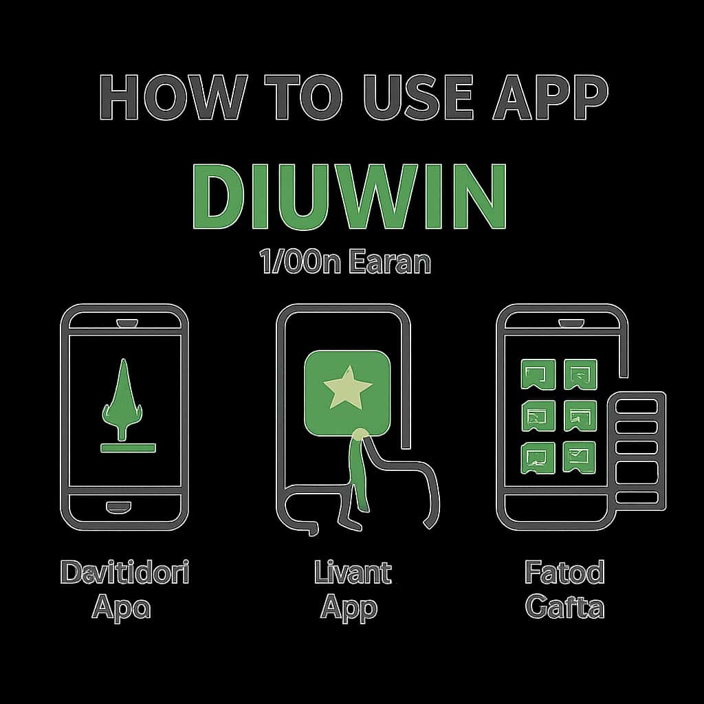 An illustration explaining features of the Diuwin Lottery app.