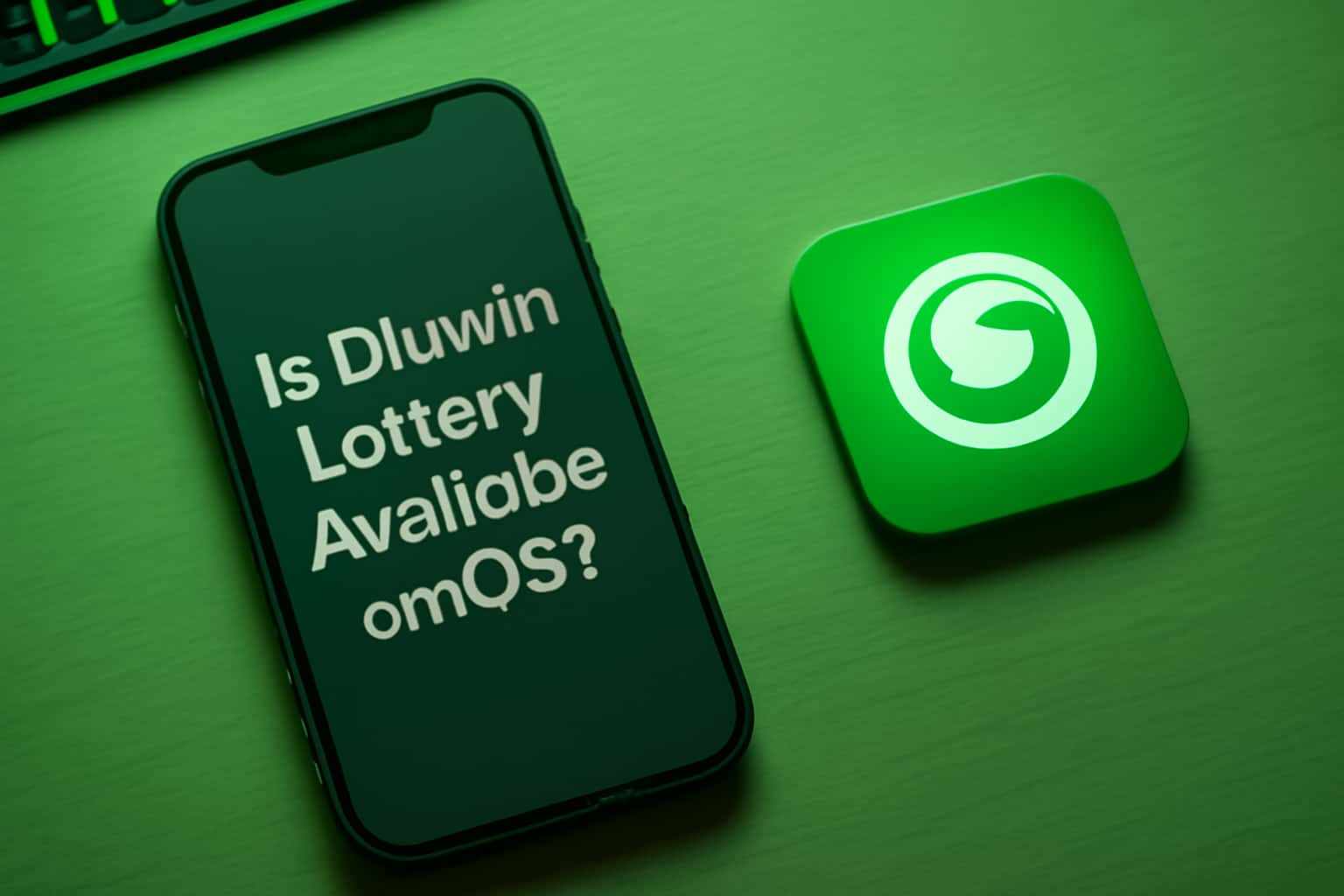An informative graphic relating to the availability of Diuwin Lottery on iOS devices.