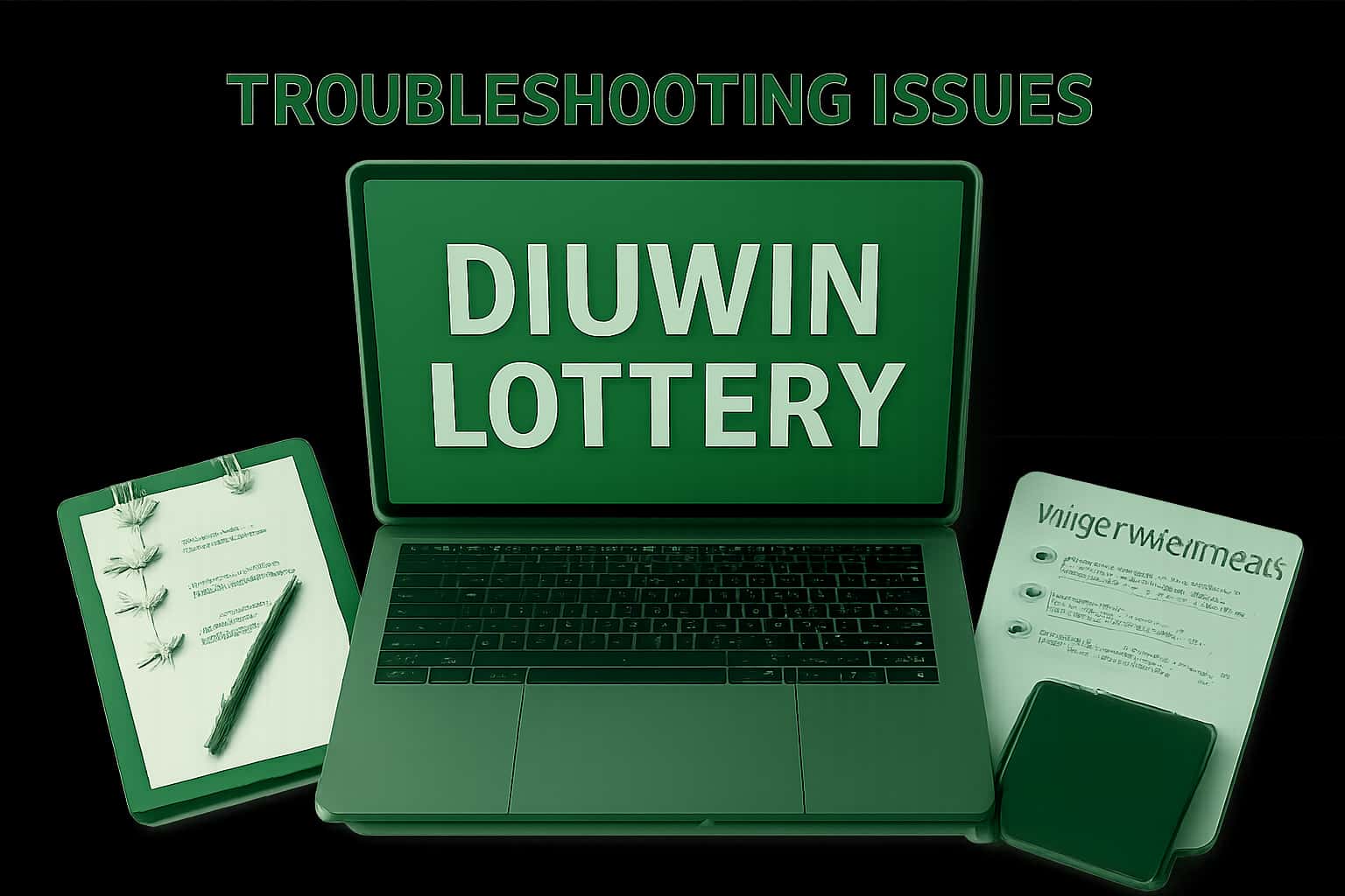 A visual representation of troubleshooting issues related to the Diuwin Lottery, featuring the text 'Diuwin Lottery'.