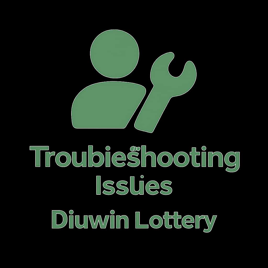 An icon depicting troubleshooting assistance for Diuwin Lottery issues, showcasing the text 'Diuwin Lottery'.